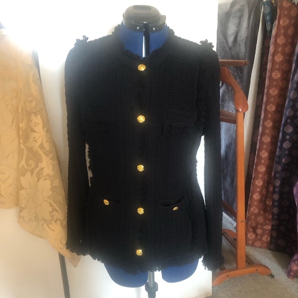 Tahari button up sweater jacket, business classy and thick and warm cotton blend - Picture 6 of 9